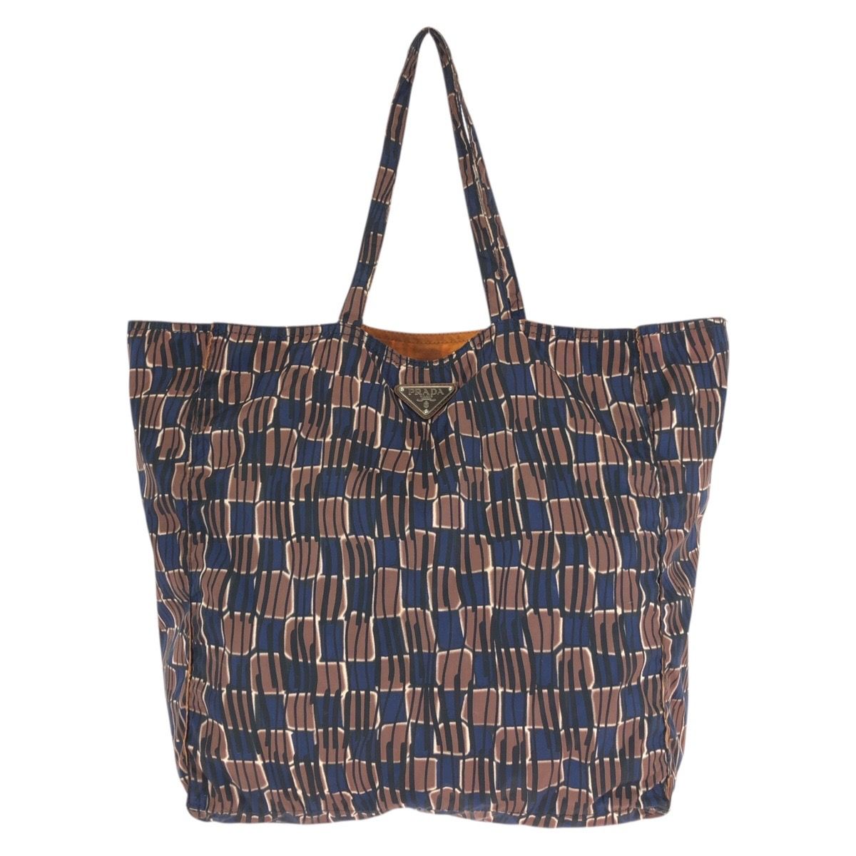美品 PRADA プラダ BYOBAG テスート 三角ロゴプレート ブラウン