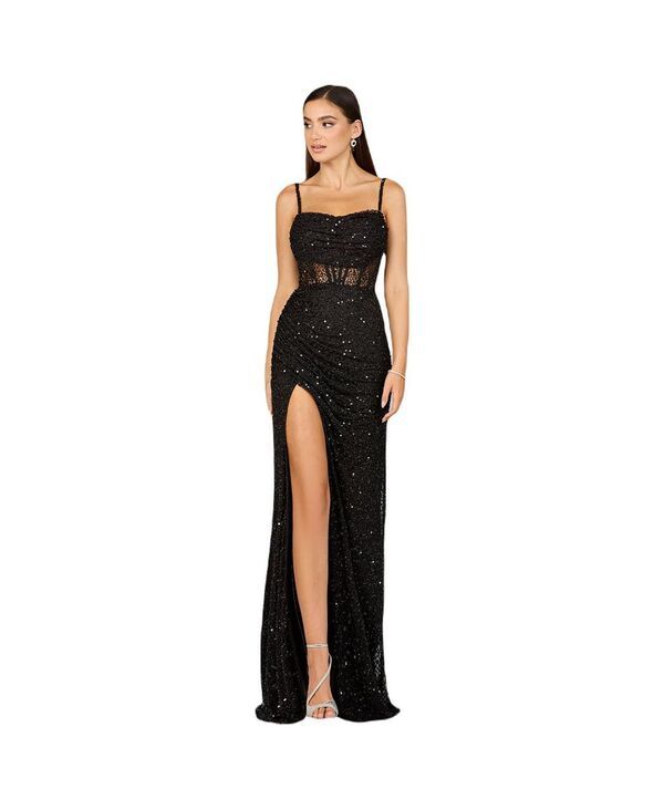 ララ レディース トップス ワンピース Lara Womens Elegant Corset Gown with Slit Black ブラック