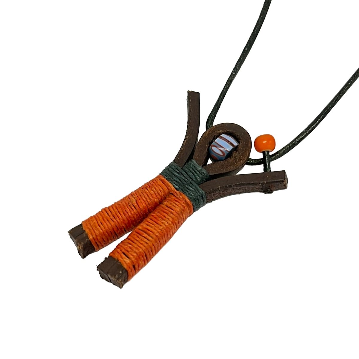 HENRY CUIR(アンリークイール) ネックレス美品 - レザー ダーク