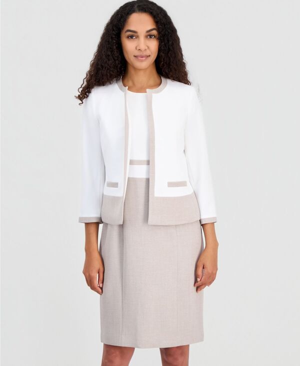 カスパール レディース アウター ジャケット・ブルゾン プチ ブレザー Kasper Womens 34Sleeve OpenFront Color Block Blazeregular Petite