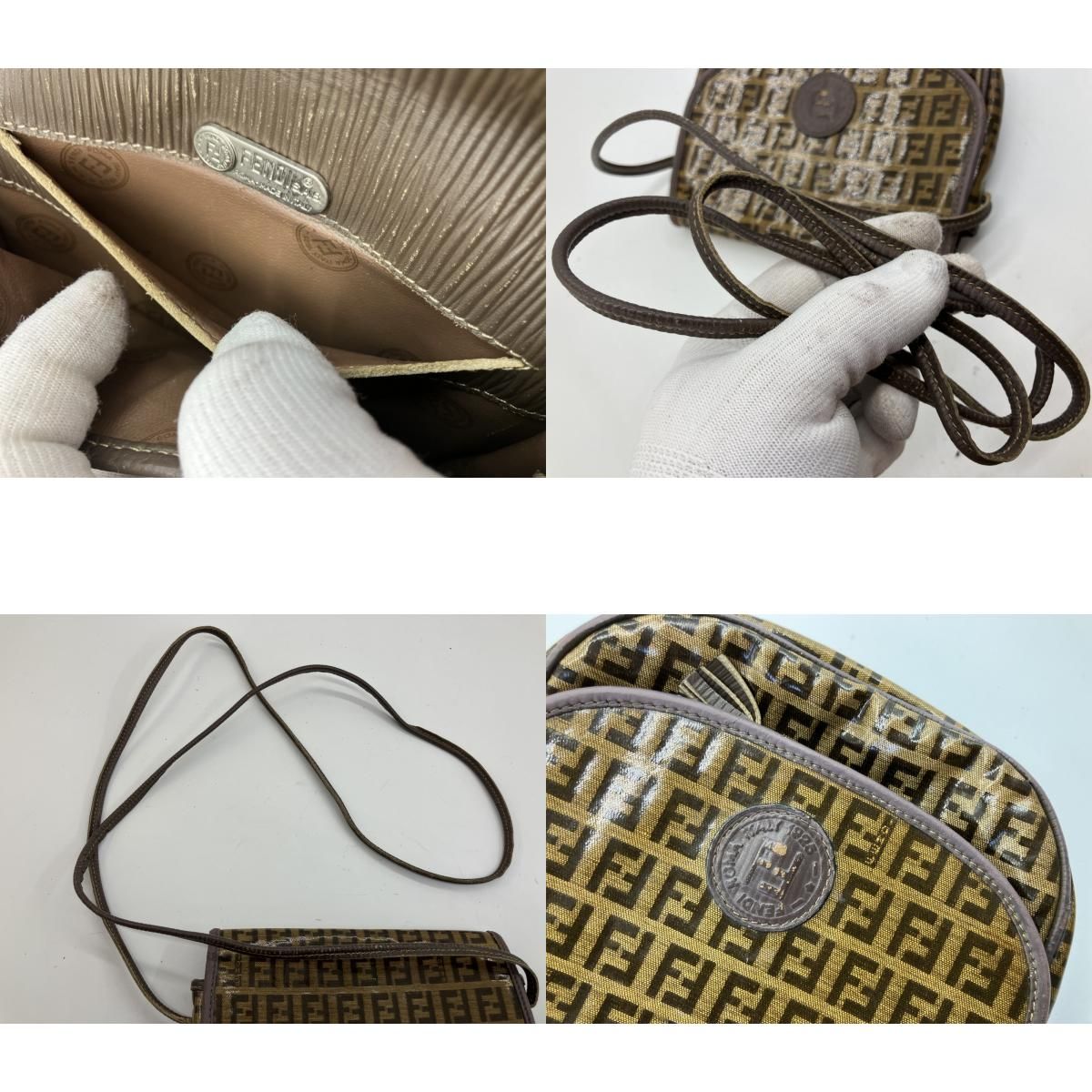 FENDI フェンディ ズッカ FF柄 PVC レザー フラップ ショルダーバッグ 