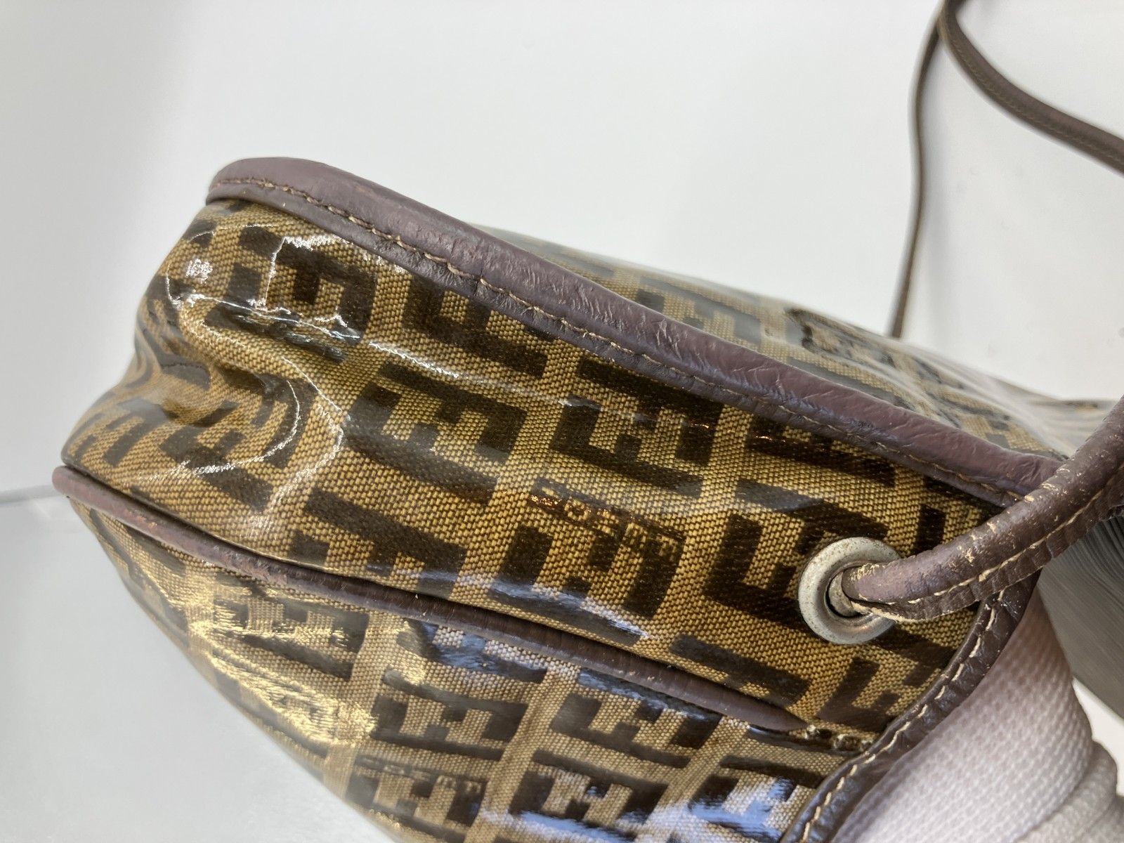 FENDI フェンディ ズッカ FF柄 PVC レザー フラップ ショルダーバッグ 