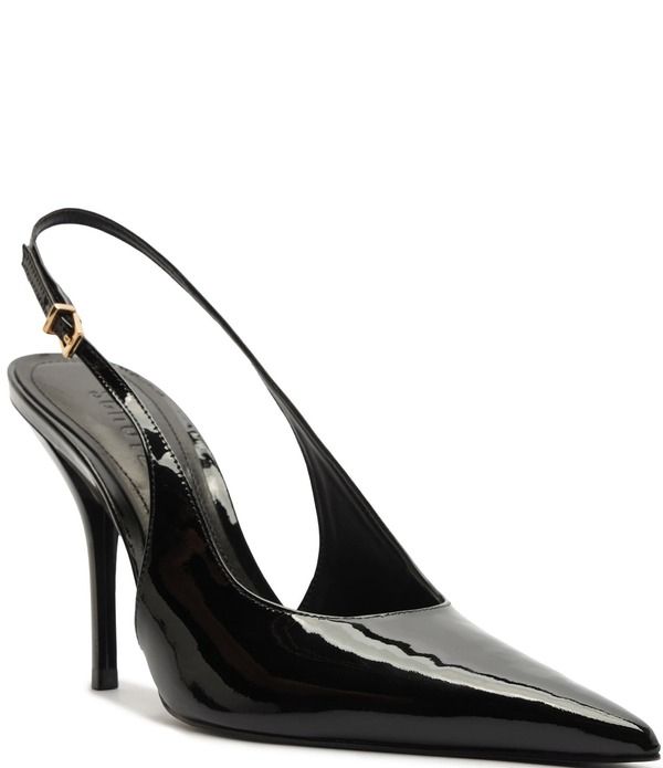 シュッツ レディース シューズ ヒール レザー Schutz Liora Patent Leather Pointed Slingback Stiletto Pumps Black ブラック