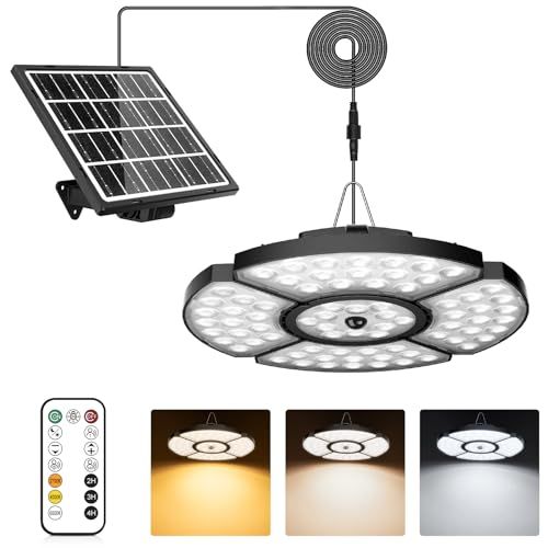 【新品】MEIKEE ソーラーライト 屋外 防水 分離型 led センサーライト 高輝度 【最新 5灯式 5面発光 3色温度 5つの知能点灯モード ソーラー充電＆Type-c充電 モコン付き】無段階調色 270°照明範囲 5Mケーブル 電気代 1b57b4ce