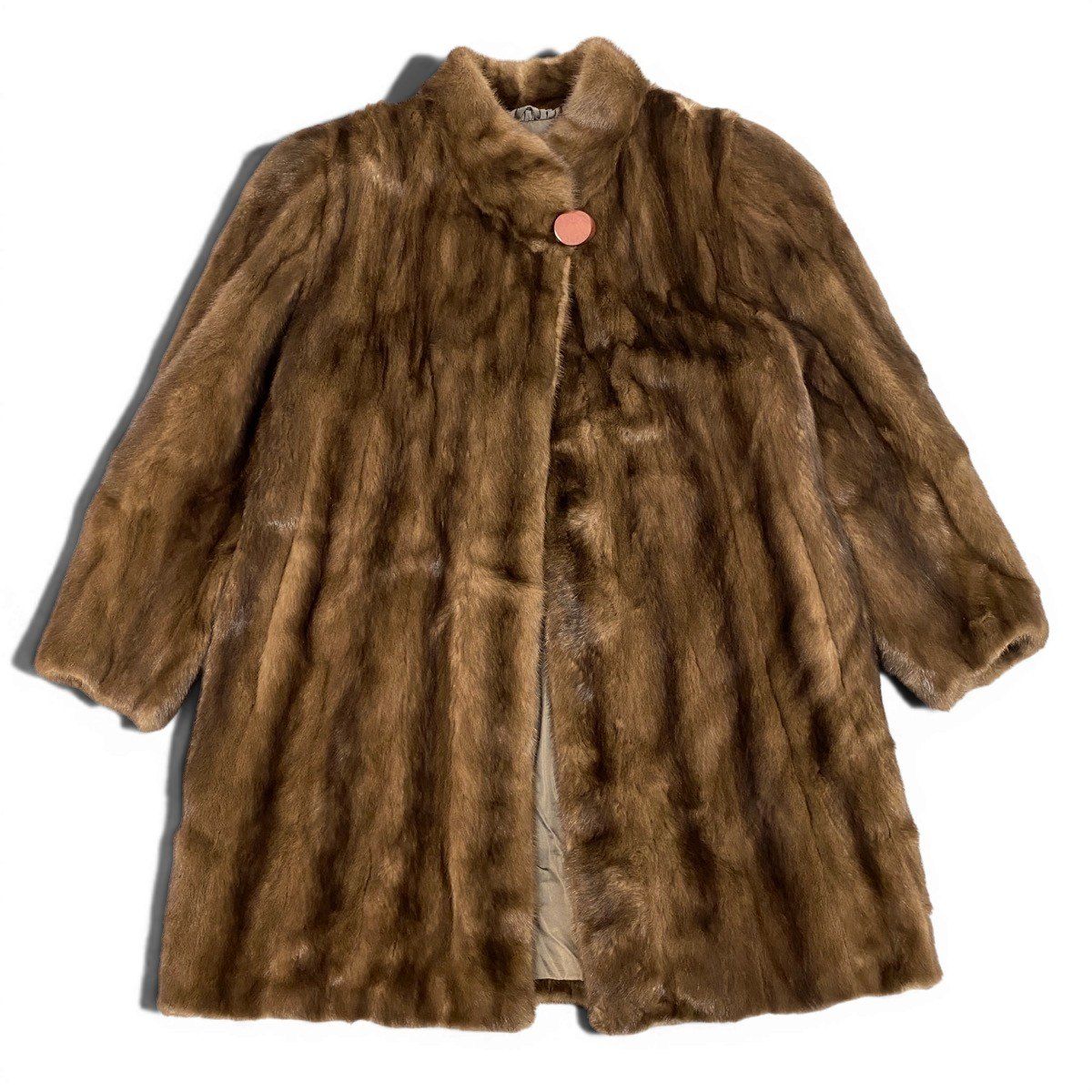 【美品】XL SAGA MINK ミンクファーコート 毛皮 ブラウン 銀タグ 54g8 JINDO SAGA MINK サガミンク 銀サガ パステルミンク ロングファー
