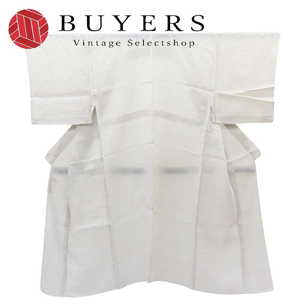 【中古】 男着物 麻 着丈約136cm 裄丈約67.5cm グレー 夏物 和装 呉服 和服 きもの メンズ 男性