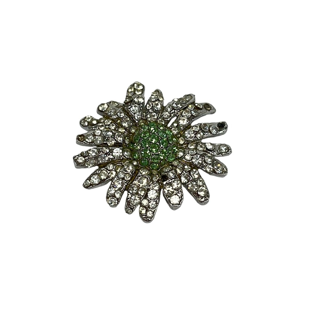 【名品】美品　FOXEY フォクシー　フラワーブローチ　クリアカラー　FLEUR FOXEY(フォクシー) ブローチ - クリア×クリアグリン×シルバー フラワー