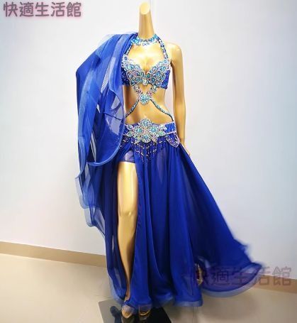 人気商品 ベリーダンス衣装 新品未使用 高級豪華手作り スパンコール刺繍 2026新作 セクシー舞台用 大裾シフォンスカート 演出用 コンペティション衣装 lf708