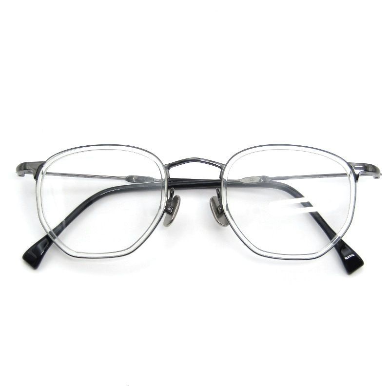 美品 金子眼鏡 × ISSEY MIYAKE EYES カネコガンキョウ イッセイミヤケ メガネフレーム HEXAGON IV CL クリア/ガンメタル 54001171