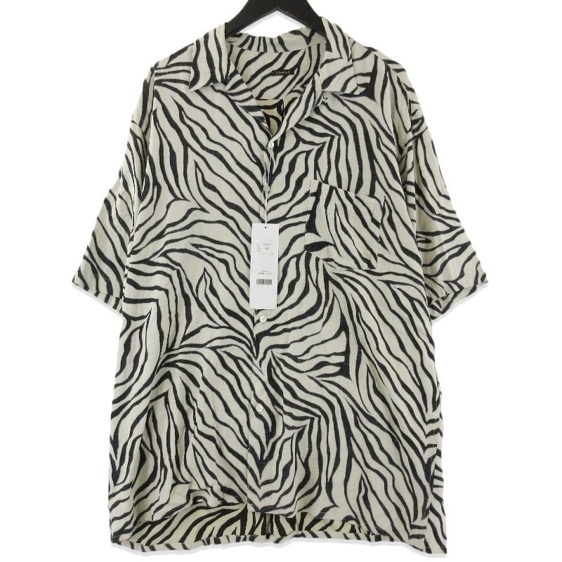 未使用 COMOLI コモリ 半袖オープンカラーシャツ D01-02013 26ss 開襟 日本製 レーヨン Zebra 3 71016223