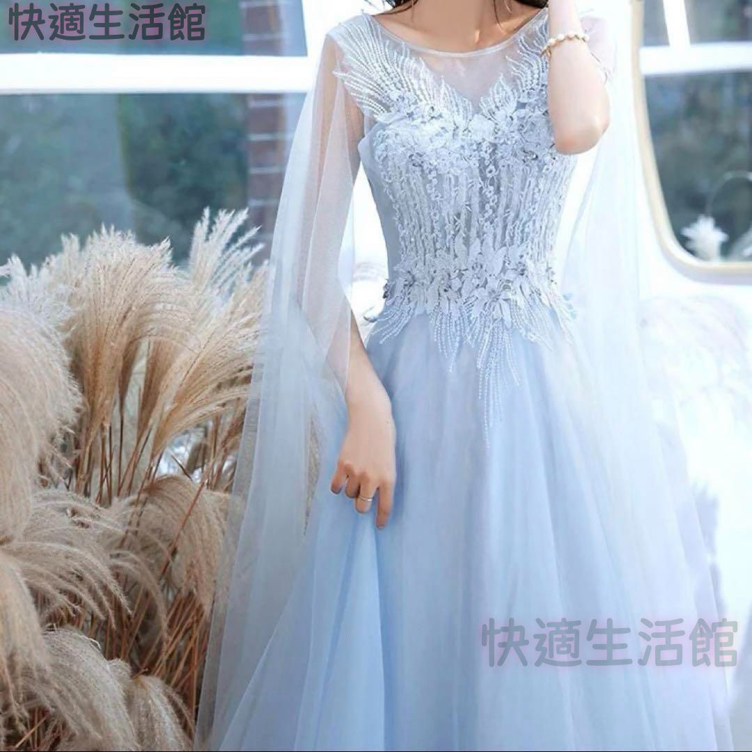 人気商品 花柄のにオシャレなデザインのチュール ロングドレス lf708