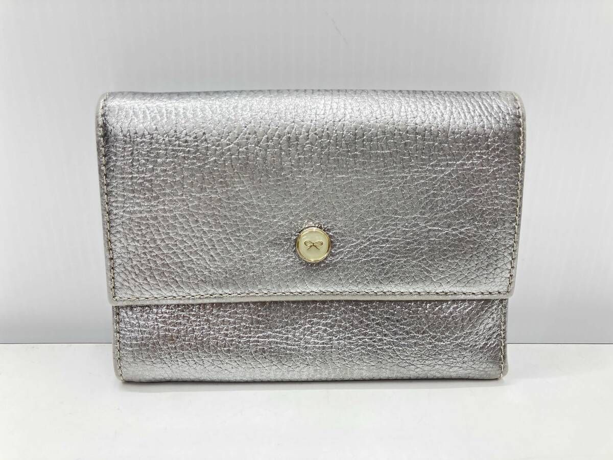 ANYA HINDMARCH アニヤ・ハインドマーチ 二つ折り財布 シルバー 銀色