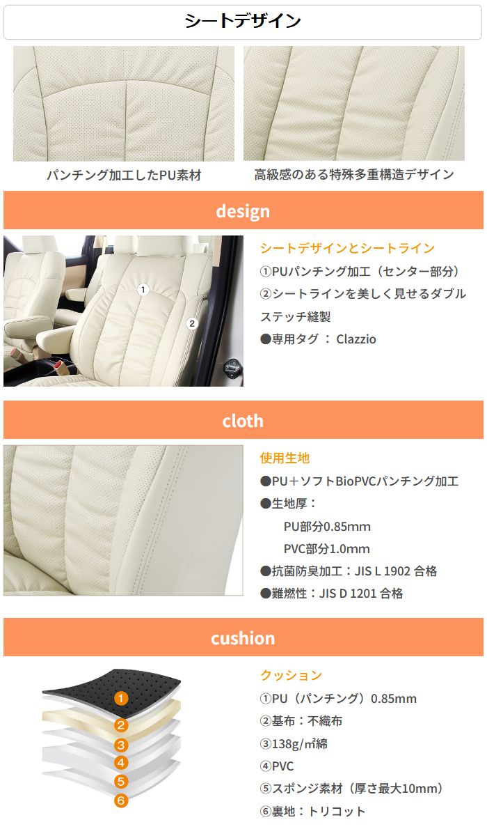 Clazzio クラッツィオ シートカバー Giacca ジャッカ ジューク YF15 / F15 / NF15 H24/6～R2/6 EN-5261