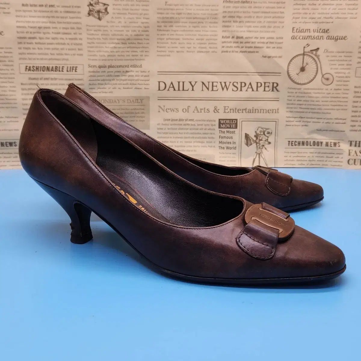 FERRAGAMO フェラガモ ブラウン レディースシューズ 6 230 ヒール 6 7,123円