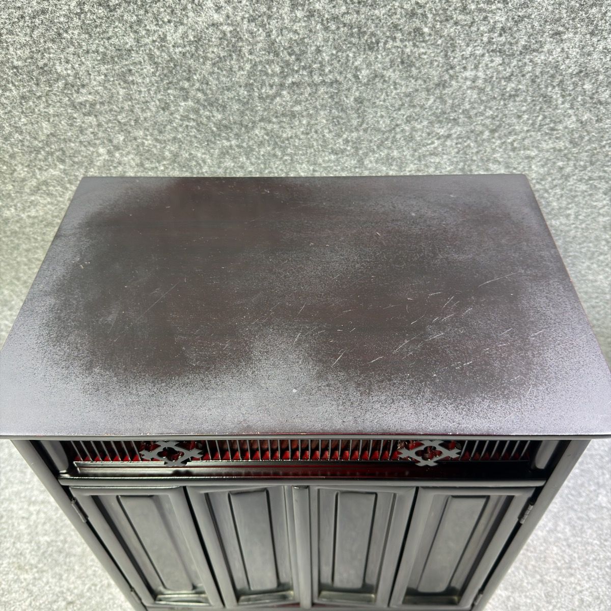 中古】ミニ仏壇 漆調 黒塗り 小型 仏壇 コンパクト 紀州漆器風 伝統型 