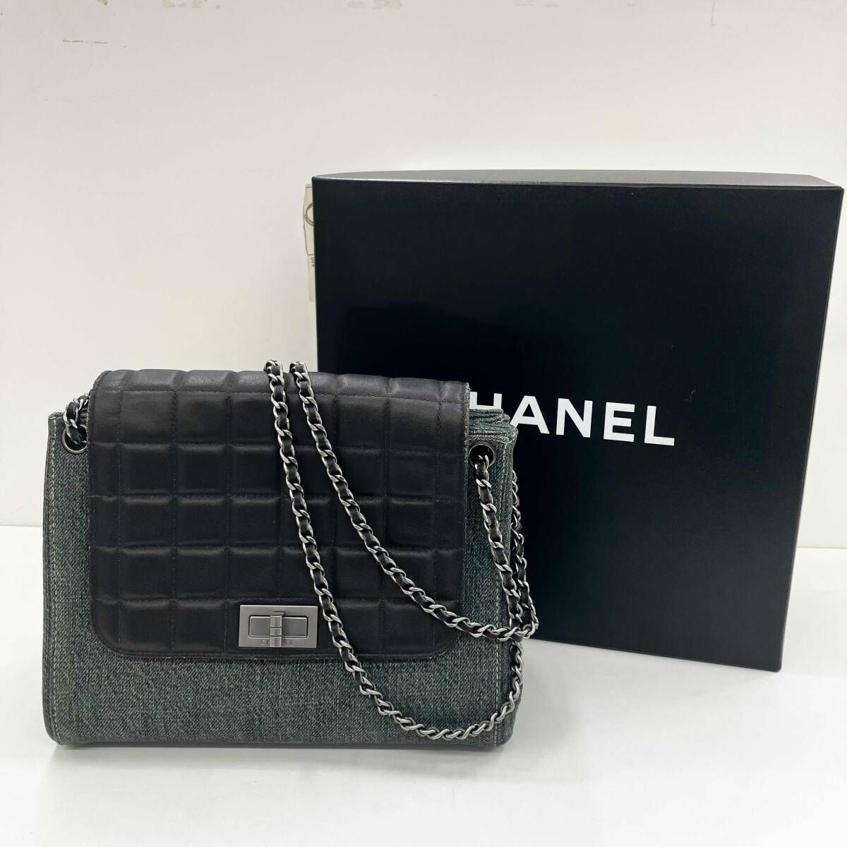 CHANEL シャネル チョコバー A15315 デニム チェーン ショルダー