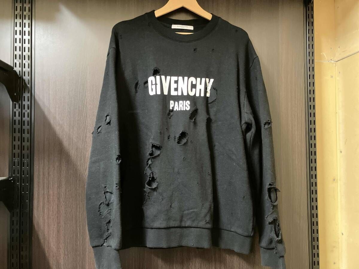 GIVENCHY ジバンシィ デストロイ加工 ロゴ スウェットシャツ