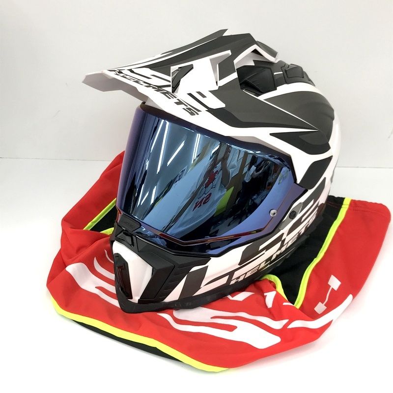 LS2 エルエスツー EXPLORER F オフロードヘルメット マットブラックホワイト Lサイズ 収納バッグ付き シールド付き バイク用品 ★TA1184 14,800円