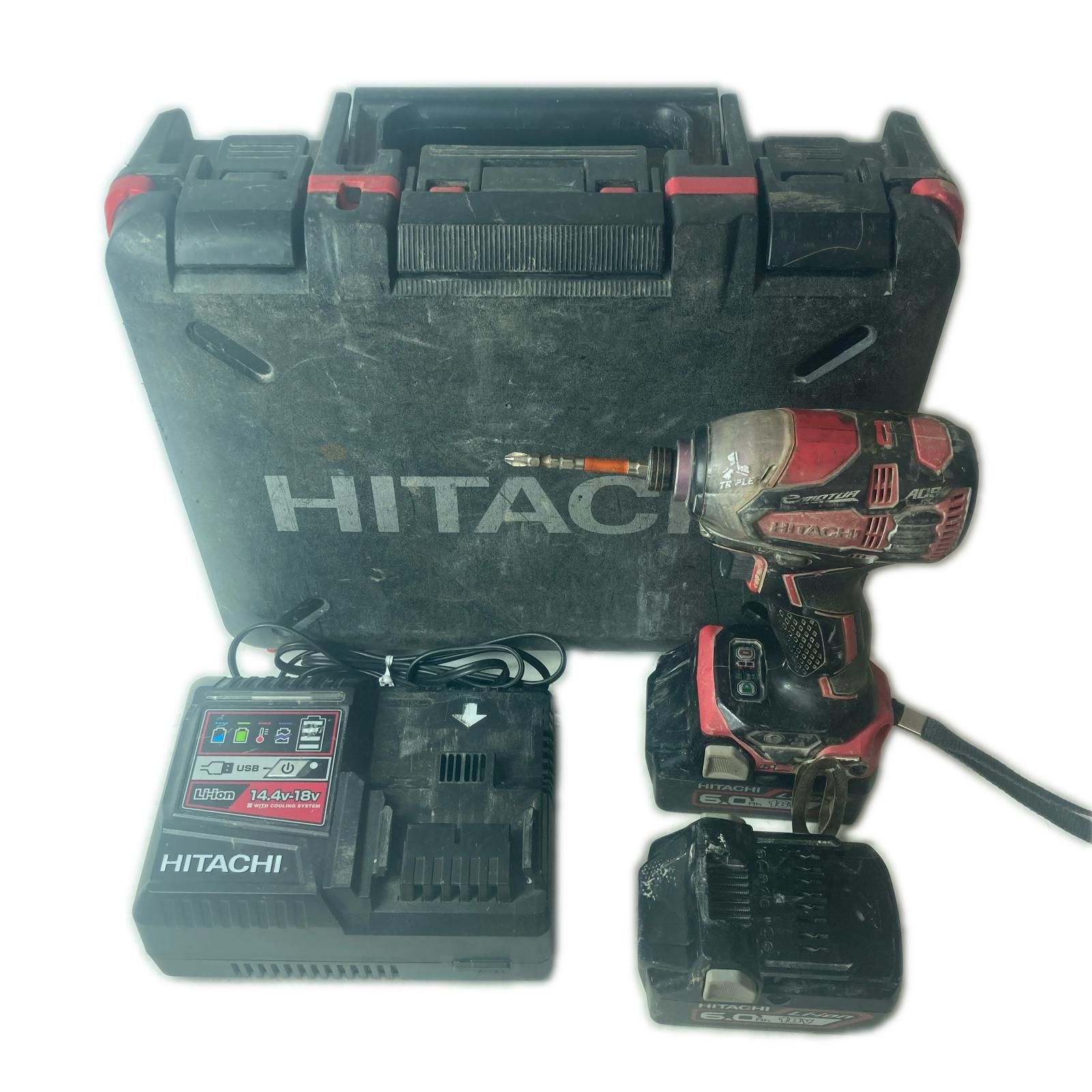 HITACHI 日立 インパクトドライバ WH18DDL2 レッド 充電器・充電池2個・ケース付