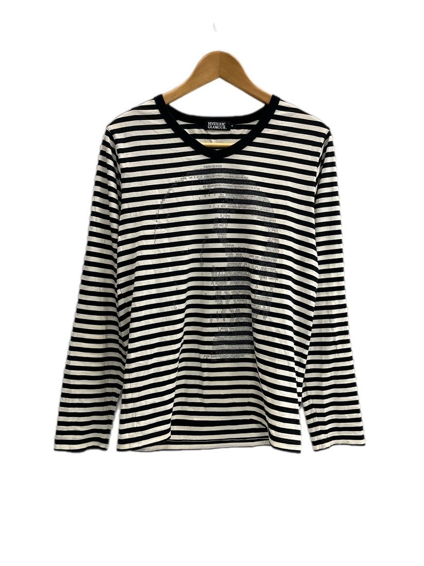 ヒステリックグラマー　ボーダーロンT　M白黒 ヒステリックグラマー HYSTERIC GLAMOUR VネックボーダーロンT