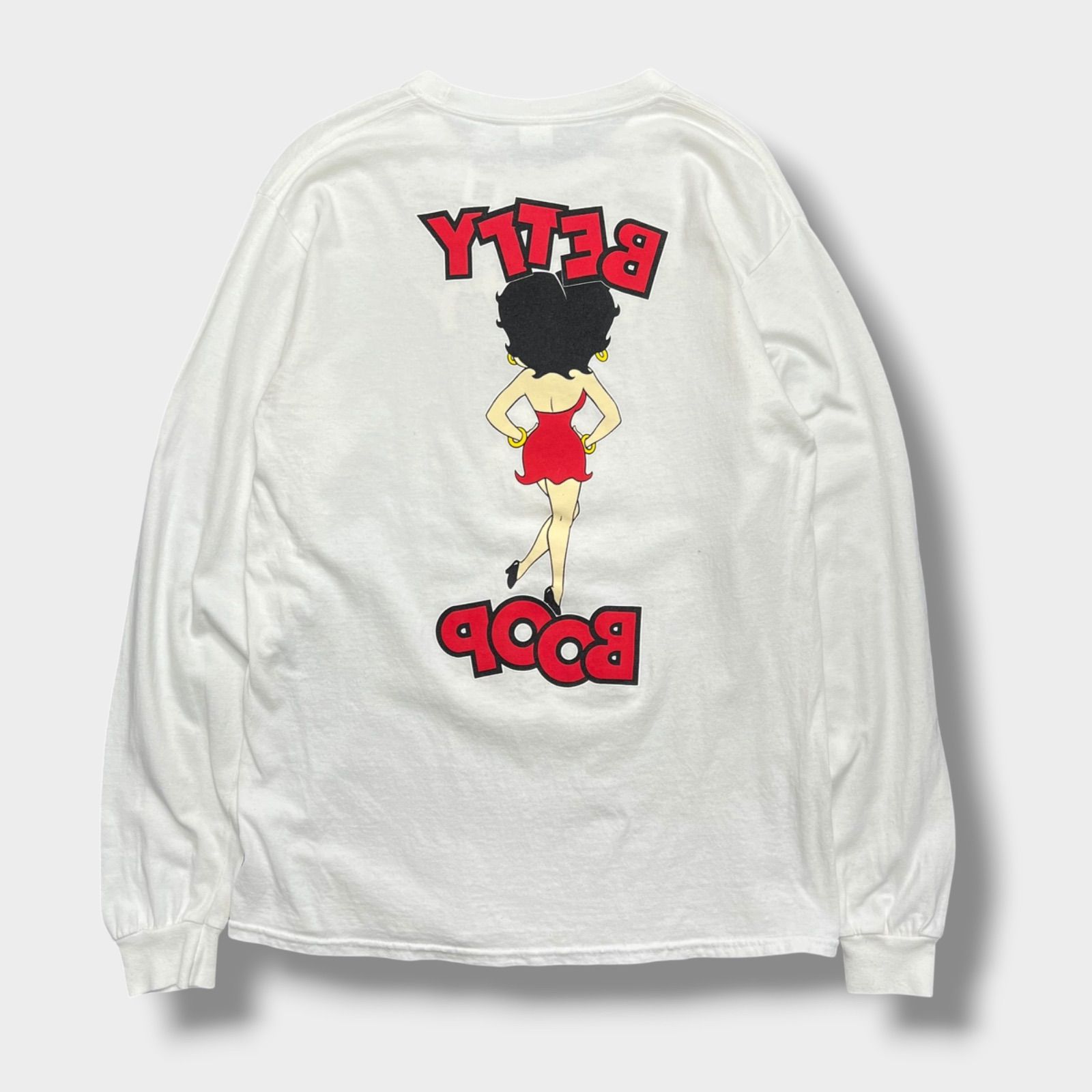 BOOTJUNK ベティブープ プリント 長袖 ロンT ホワイト XL BETTY BOOP ベティちゃん 長袖Tシャツ GILDAN M ホワイト 両面プリント