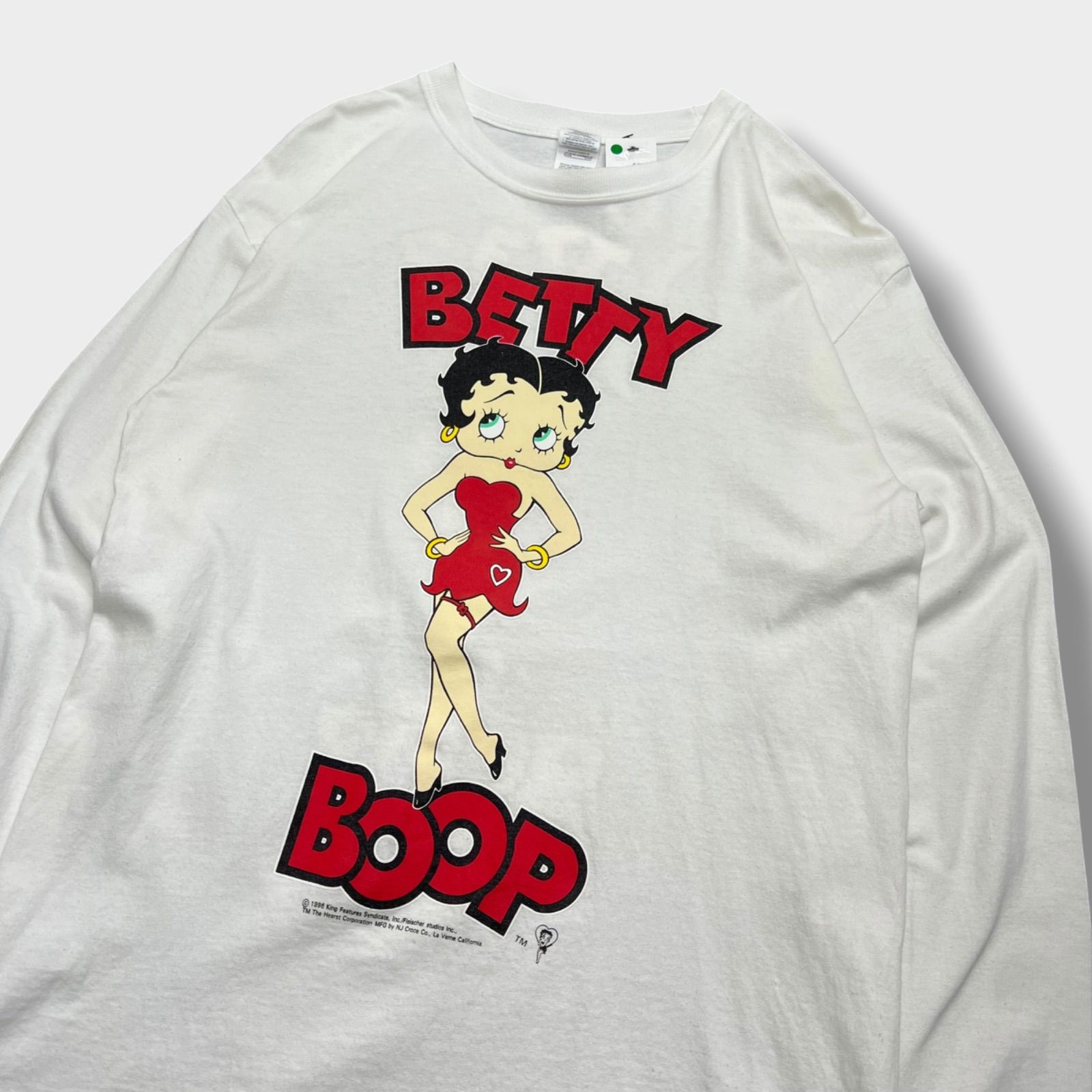 BETTY BOOP ベティちゃん 長袖Tシャツ GILDAN M ホワイト 両面プリント