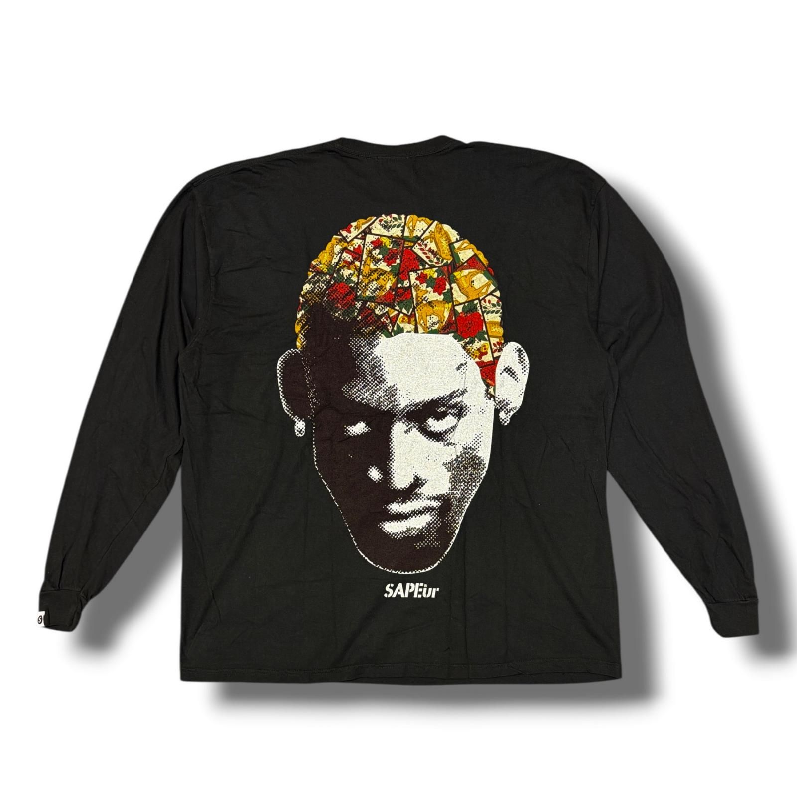 参考上代9900円 SAPEur デニスロッドマンTシャツ 長袖Tシャツ ロンT サプール A0023-387 ブラック XXL （3705M）