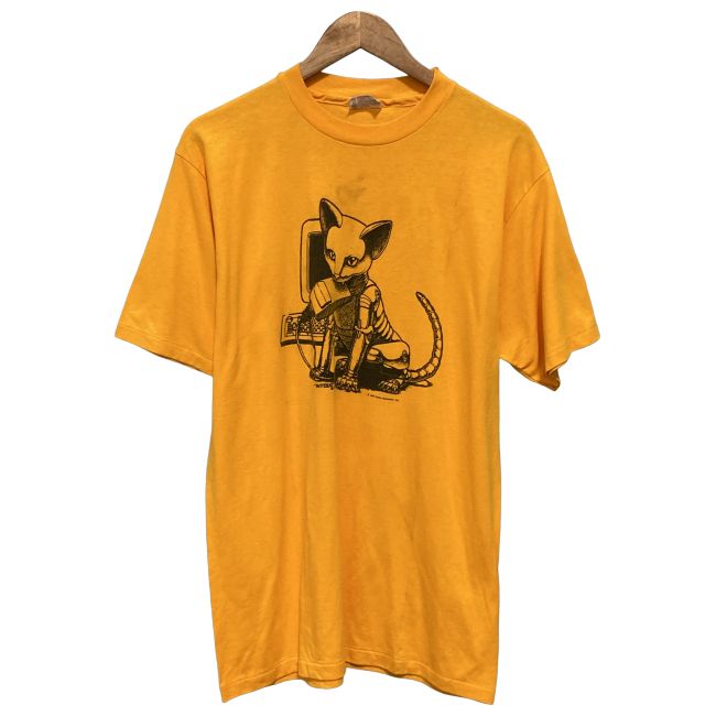 【中古】　Hanes　Tシャツ　80s vintage　80年代　OLD　半袖　トップス　クルーネック　アニマル　ネコ　プリント　USA製　古着　/1590 7,293円
