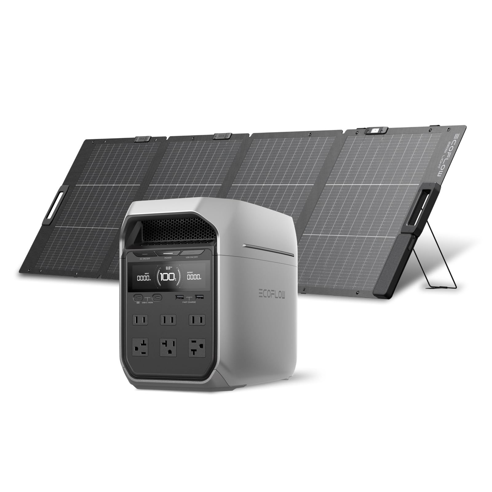 ☆新品☆EcoFlow DELTA 3 Plus 1024Wh ポータブル電源 と 220W軽量両面ソーラーパネル 1枚 2点セット 業界最速級の充電速度 56分で100%充電 リン酸鉄リチウムイオン 高出力AC 長寿命10年 高出力 ソーラーチャージャー キ