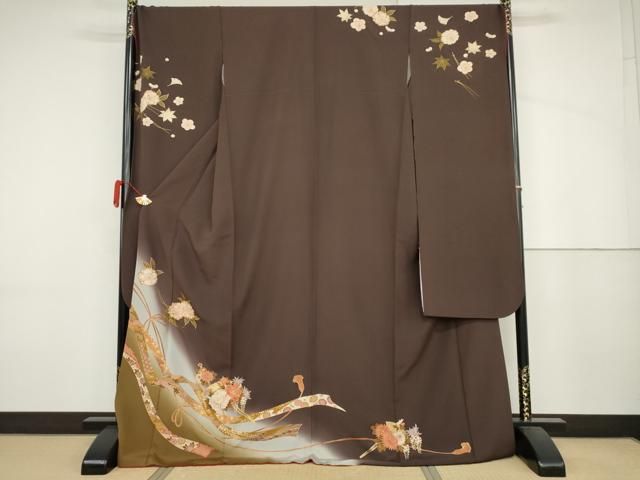 平和屋着物●豪華振袖　駒刺繍　鬘帯花簪　暈し染め　金彩　ロング丈　正絹　逸品　AABJ3712cs