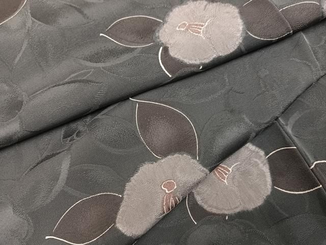 平和屋着物●上質な小紋　地紋起こし　椿　正絹　逸品　AABJ3064ph