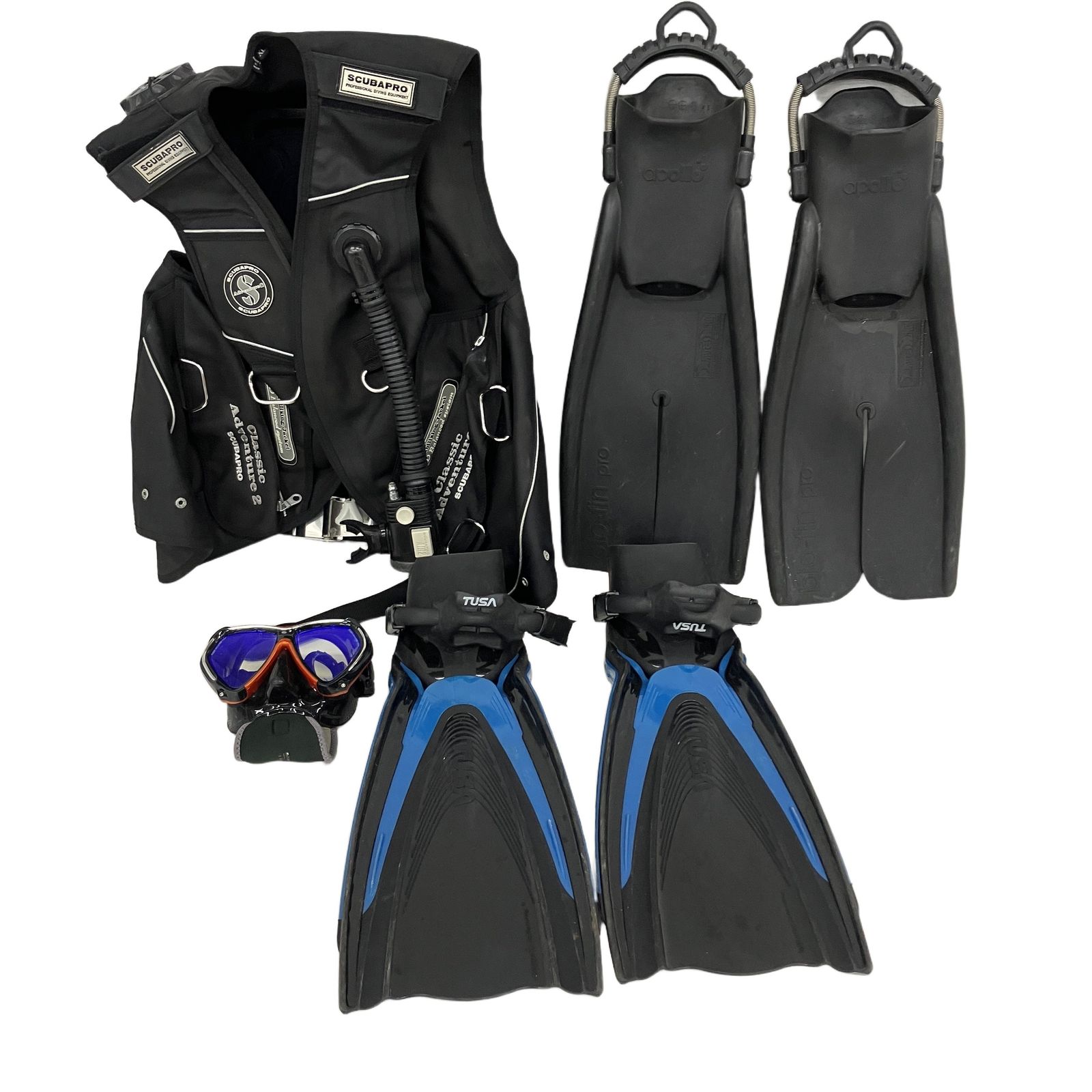 SCUBAPRO Classic Adventure2 BCジャケット XLサイズ / ゴーグル フィン付き TUSA apollo スキューバ ダイビング ジャンク S11415260