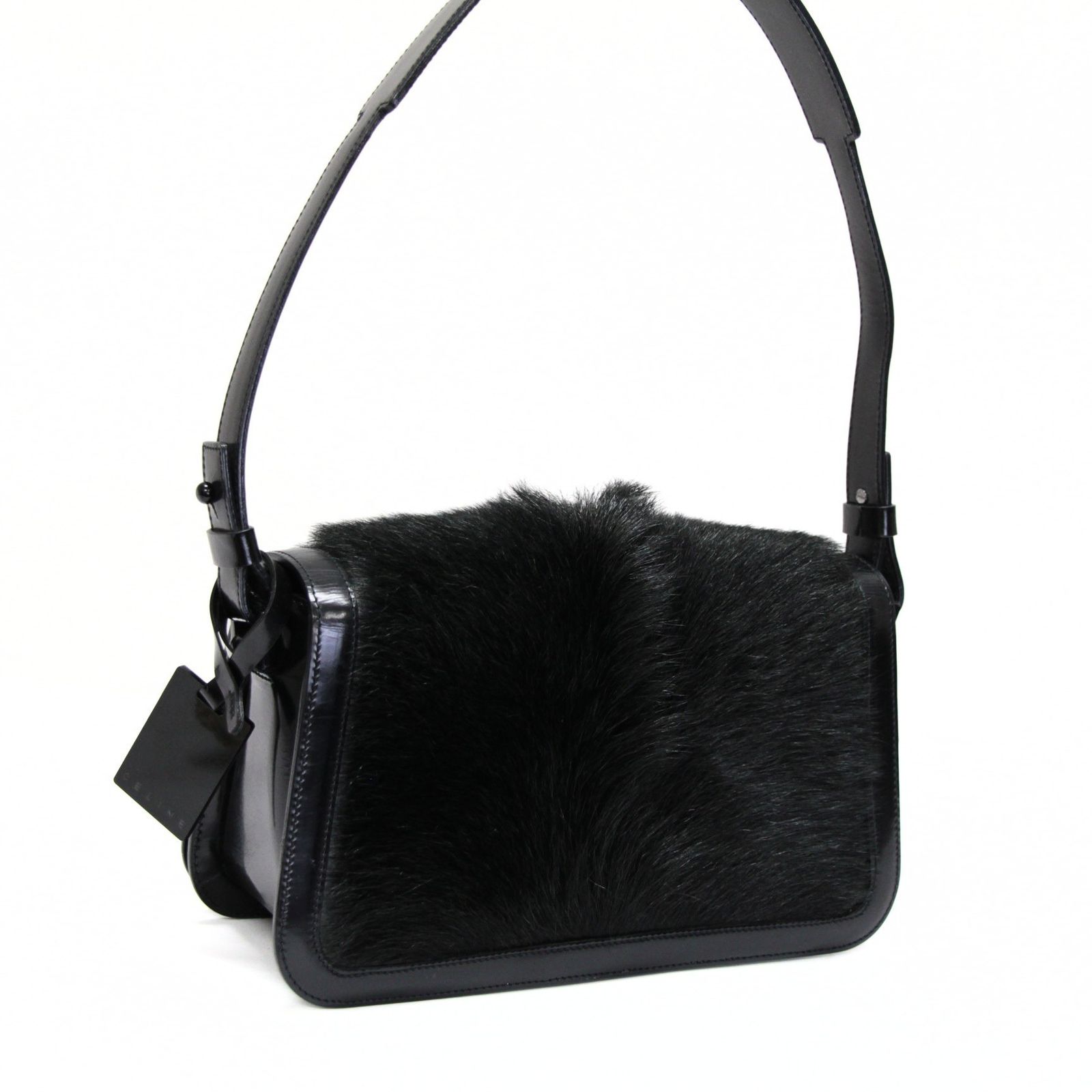 セリーヌ CELINE ヴィンテージ ショルダーバッグ ハラコ 黒 【74060 