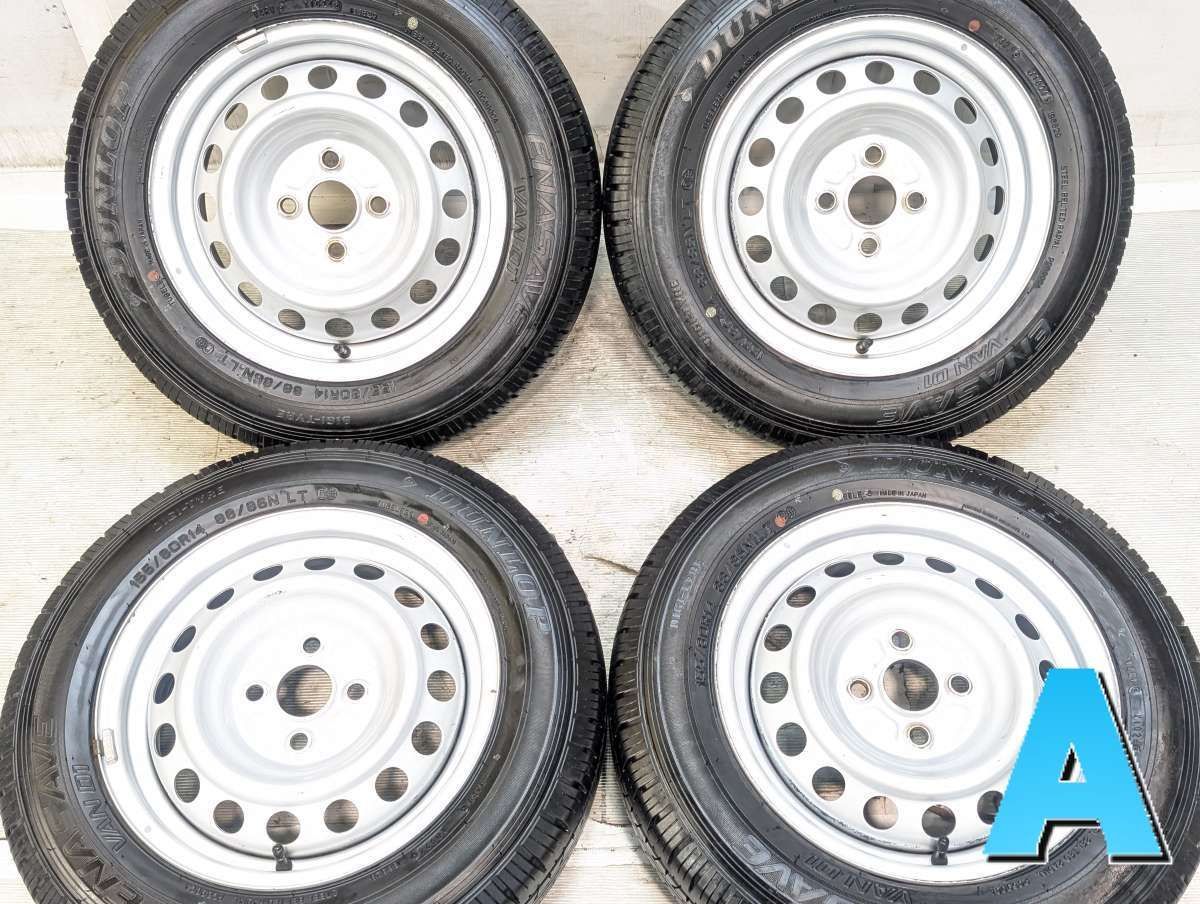155/80R14 88/86 ダンロップ エナセーブ VAN01 トヨタ純正 AL 14x5.0 100-4穴 中古タイヤ サマータイヤ ホイールセット 4本セット s14260526005