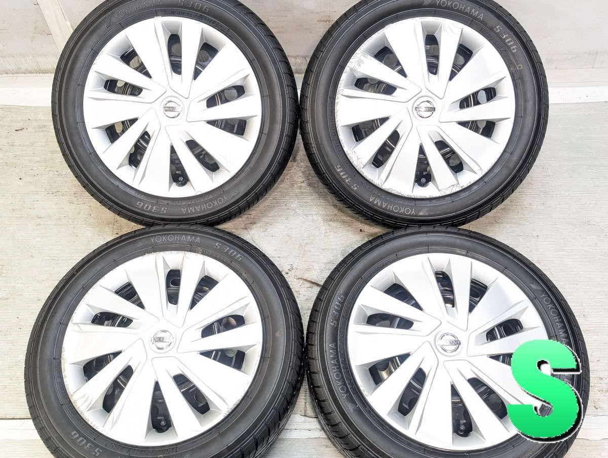 155/65R14 ヨコハマ S306 日産純正 H9 14x4.5 100-4穴 中古タイヤ サマータイヤ ホイールセット 4本セット s14260526039