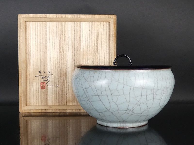 加藤藤山 御深井水指（塗蓋） ◇茶道具 本日限定茶道具⁄水指
