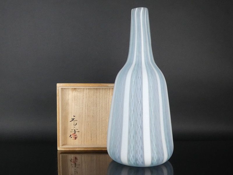 藤田喬平「手吹 ヴェニス 水と都」共箱 約35.5cm 保証品 ガラス R(nuri3)