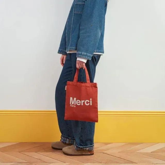 美品】Merci Paris トートバッグ 黒 BIO COTTON Merci メルシー パリ 