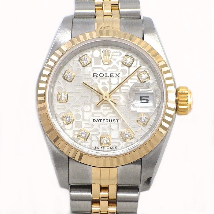 ロレックス Rolex 腕時計 デイトジャスト 79173G Y番 2002年 10ポイント ダイヤインデックス シルバー コンピューター文字盤 デイト K18YG SS 自動巻き 【箱・保付き】 【中古】