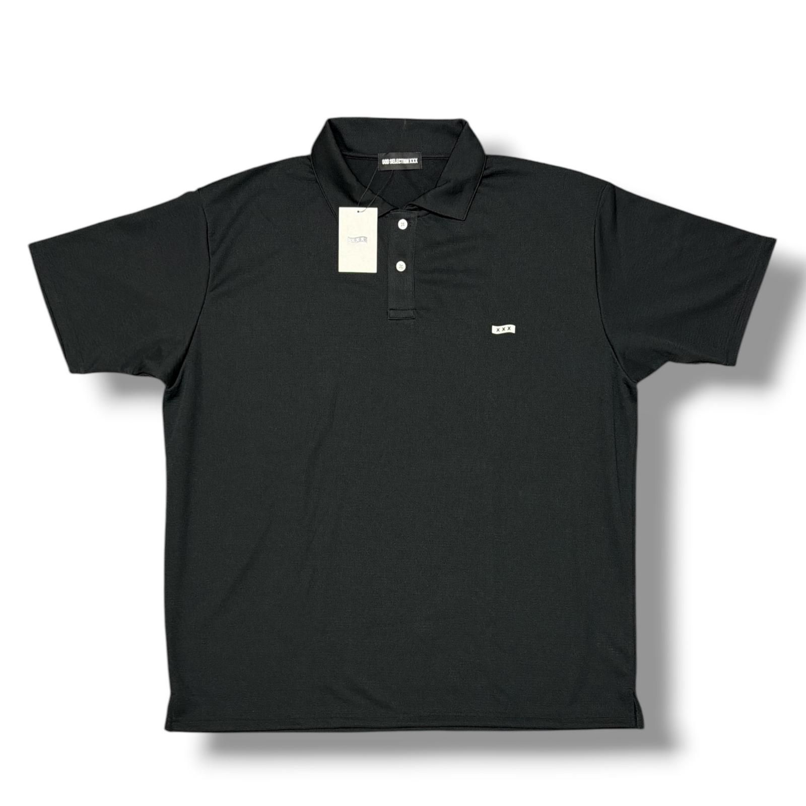 参考上代18700円 GOD SELECTION XXX Mini Box Logo Short sleeves Polo ミニボックスロゴポロシャツ 半袖 ゴッドセレクショントリプルエックス GX-S26-CS-03 ブラック XL （18995M）