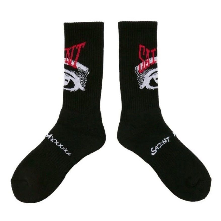saint mxxxxx デビル　ブラック ロゴ＆キャラクターソックス 新品未使用 SM-MK1-0000-106 SOCKS / EYE セントマイケル SAINT