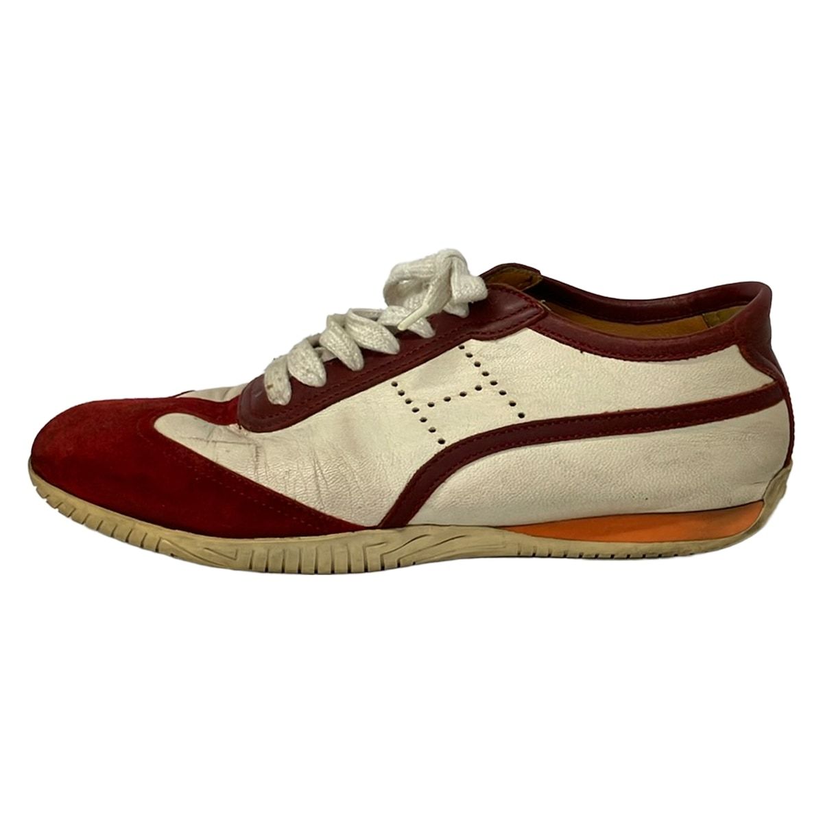 HERMES(エルメス) スニーカー 37 1/2 レディース 白×ボルドー パンチング レザー