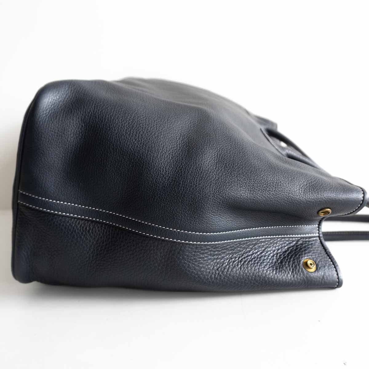 極美品】CISEI【LINDOS TOTE】ネイビー レザー トートバッグ トープ