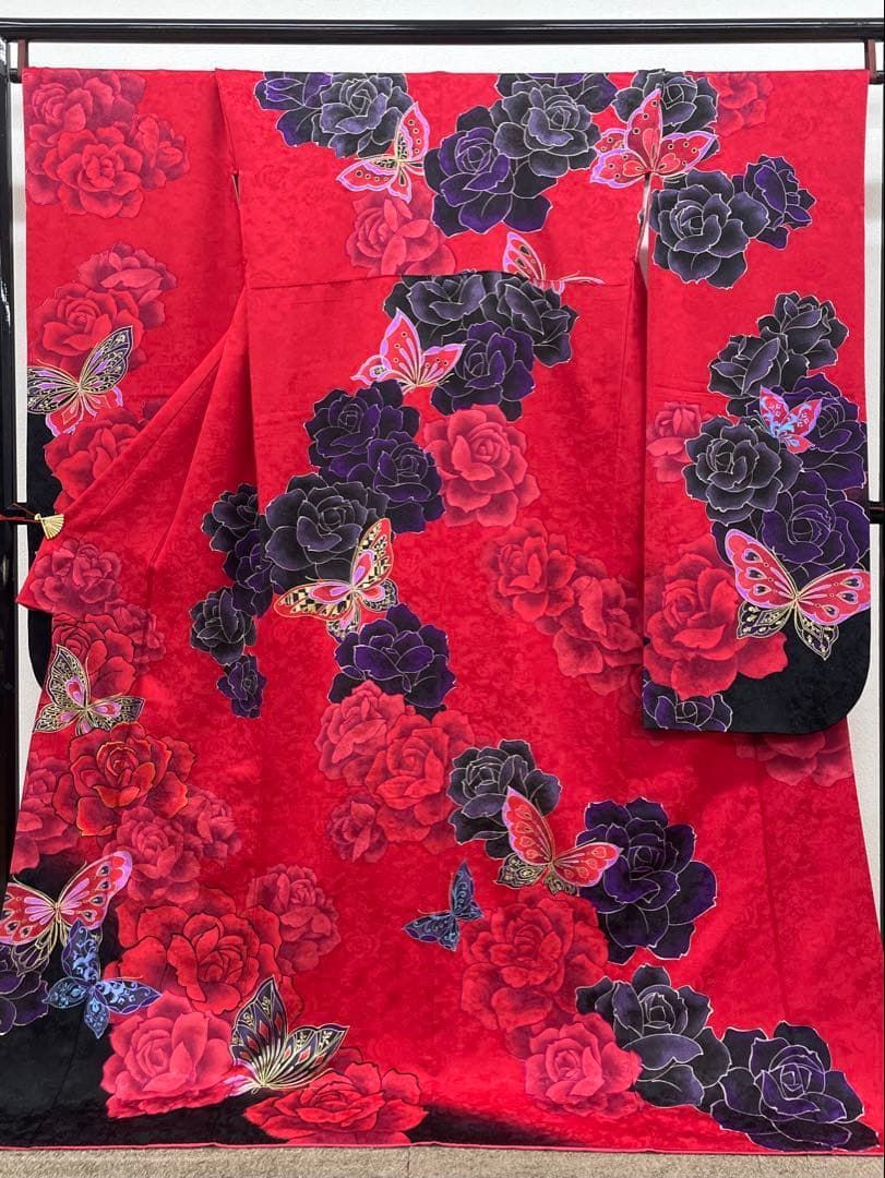 振袖 刺繍 金彩 銀通し 牡丹 大輪 身丈176cm トールサイズ HKT223 