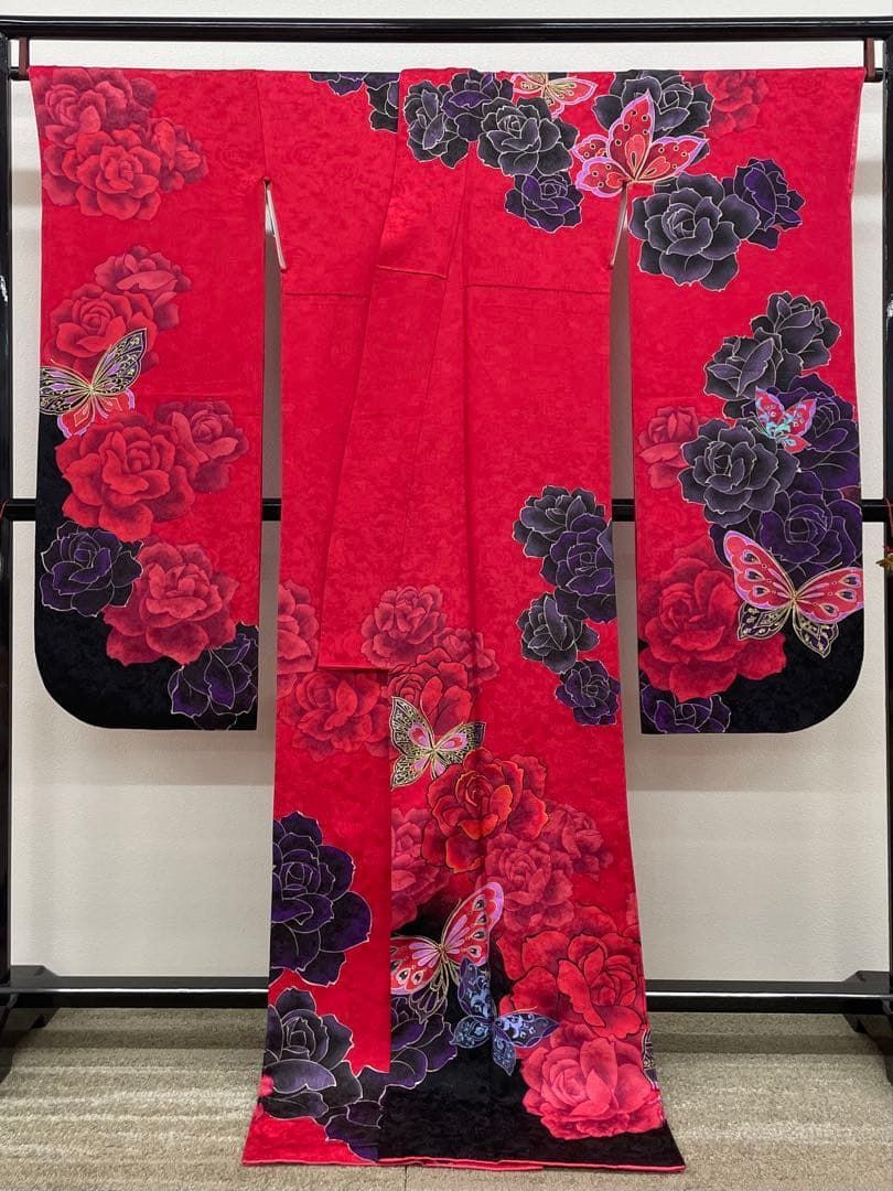 振袖 刺繍 金彩 銀通し 牡丹 大輪 身丈176cm トールサイズ HKT223 
