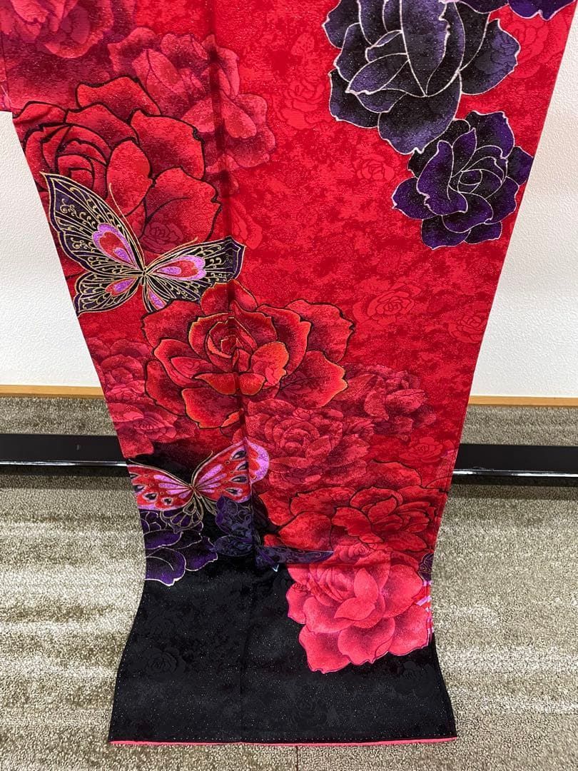 振袖 刺繍 金彩 銀通し 牡丹 大輪 身丈176cm トールサイズ HKT223 
