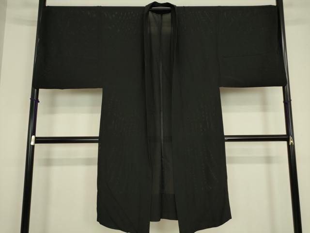 平和屋着物▽男性　長羽織　スリーシーズン　春夏秋　塵除け　絽　黒地　キングサイズ　正絹　逸品　DABG0437az