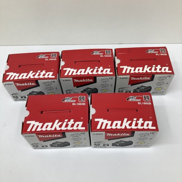 makita マキタ スライド式リチウムイオンバッテリー 18V 6.0Ah BL1860B 5個セット 未使用 ★DT1162