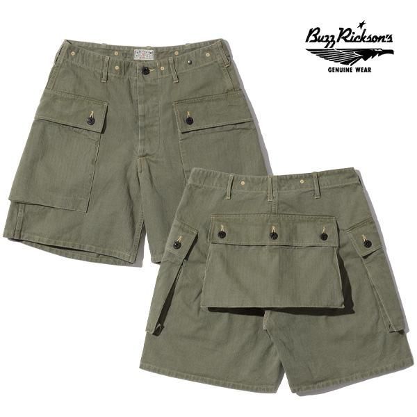 バズリクソンズ【BUZZ RICKSON'S】BR52388 U.S. MARINE CORPS HERRINGBONE SHORTS ミリタリーパンツ メンズ ショートパンツ ハーフパンツ 日本製