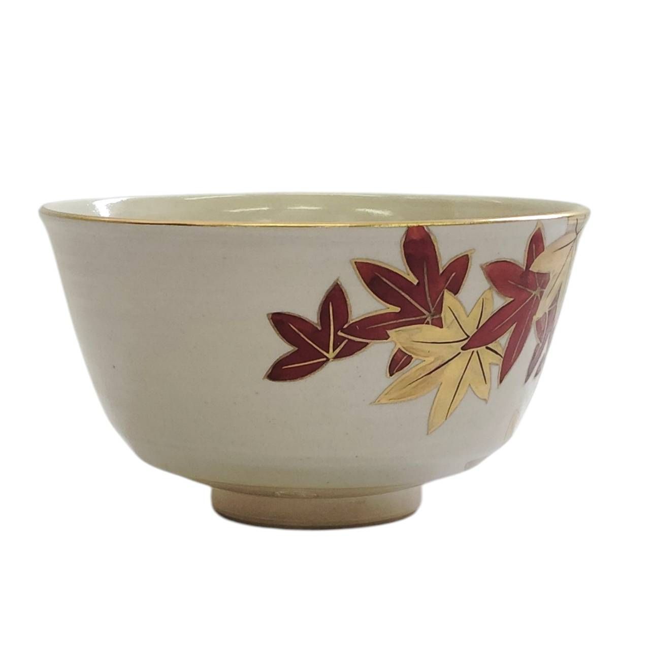 手塚桐鳳 仁清写 紅葉文 茶碗 共箱 京焼 清水焼 金彩 抹茶碗 茶道具